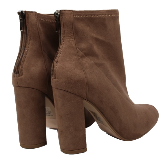 Size 9 Taupe Faux Suede High Top Block Heel Ankle - Picture 5 of 7
